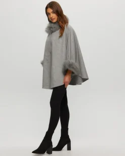 Select Cashmere & Wool Cape With Select Lamb Trim