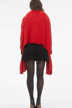 Select Cashmere And Merino Wool Blend Stole With Select Mongolian Lamb Trim