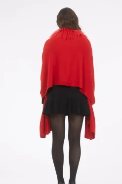 Select Cashmere And Merino Wool Blend Stole With Select Mongolian Lamb Trim