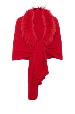 Select Cashmere And Merino Wool Blend Stole With Select Mongolian Lamb Trim