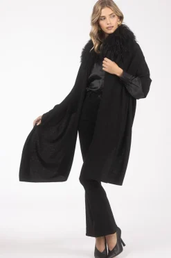 Select Cashmere And Merino Wool Blend Stole With Select Mongolian Lamb Trim