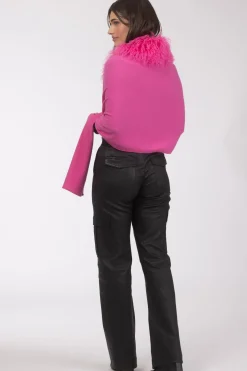 Select Cashmere And Merino Wool Blend Stole With Select Mongolian Lamb Trim