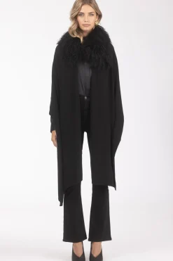 Select Cashmere And Merino Wool Blend Stole With Select Mongolian Lamb Trim