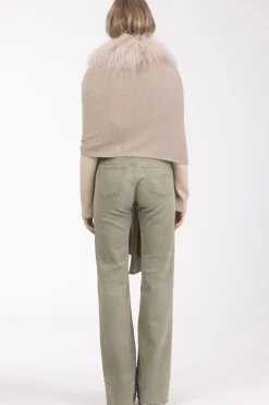 Select Cashmere And Merino Wool Blend Stole With Select Mongolian Lamb Trim