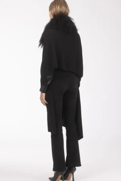 Select Cashmere And Merino Wool Blend Stole With Select Mongolian Lamb Trim