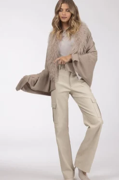 Select Cashmere And Merino Wool Blend Stole With Select Mongolian Lamb Trim