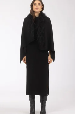 Select Cashmere And Merino Wool Blend Stole With Select Mongolian Lamb Trim