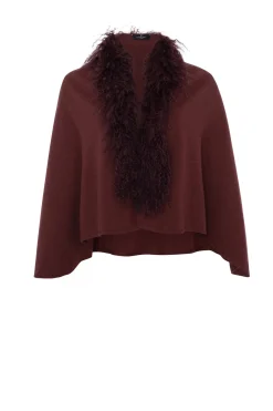 Select Cashmere And Merino Wool Blend Stole With Select Mongolian Lamb Trim