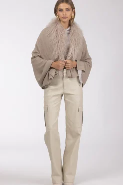 Select Cashmere And Merino Wool Blend Stole With Select Mongolian Lamb Trim