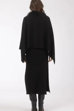 Select Cashmere And Merino Wool Blend Stole With Select Mongolian Lamb Trim