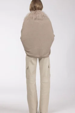 Select Cashmere And Merino Wool Blend Stole With Select Mongolian Lamb Trim