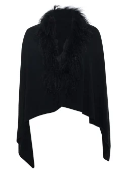 Select Cashmere And Merino Wool Blend Stole With Select Mongolian Lamb Trim