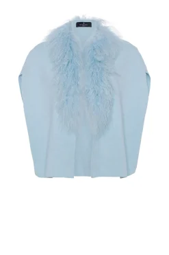 Select Cashmere And Merino Wool Blend Cape With Select Mongolian Lamb Trim