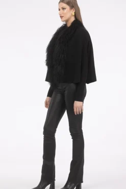 Select Cashmere And Merino Wool Blend Cape With Select Mongolian Lamb Trim