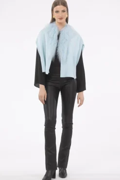 Select Cashmere And Merino Wool Blend Cape With Select Mongolian Lamb Trim