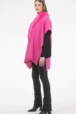 Select Cashmere And Merino Wool Blend Cape With Select Mongolian Lamb Trim