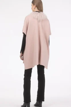 Select Cashmere And Merino Wool Blend Cape With Select Mongolian Lamb Trim