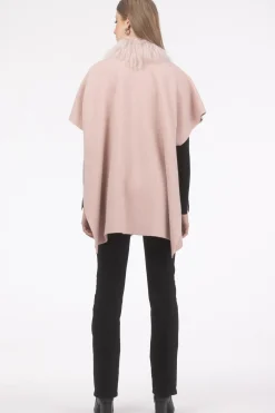 Select Cashmere And Merino Wool Blend Cape With Select Mongolian Lamb Trim