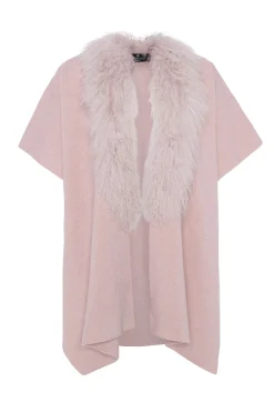 Select Cashmere And Merino Wool Blend Cape With Select Mongolian Lamb Trim