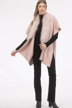 Select Cashmere And Merino Wool Blend Cape With Select Mongolian Lamb Trim