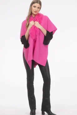 Select Cashmere And Merino Wool Blend Cape With Select Mongolian Lamb Trim