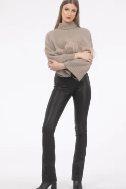 Select Cashmere And Merino Wool Blend Cropped Sweater With Select Mongolian Lamb Trim