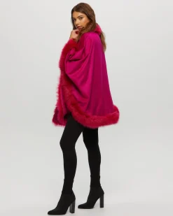 Select Cashmere Cape With Toscana Shearling Lamb Trim