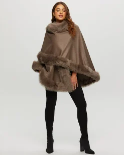 Select Cashmere Cape With Toscana Shearling Lamb Trim