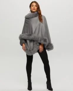 Select Cashmere Cape With Toscana Shearling Lamb Trim