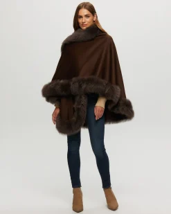 Select Cashmere Cape With Toscana Shearling Lamb Trim