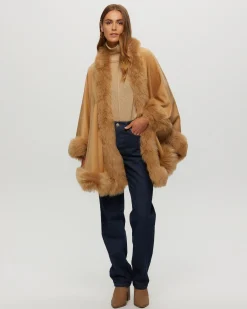 Select Cashmere Cape With Toscana Shearling Lamb Trim