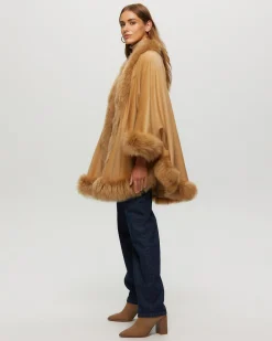 Select Cashmere Cape With Toscana Shearling Lamb Trim