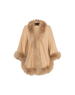 Select Cashmere Cape With Toscana Shearling Lamb Trim
