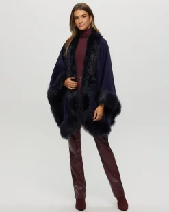 Select Cashmere Cape With Toscana Shearling Lamb Trim