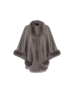 Select Cashmere Cape With Toscana Shearling Lamb Trim