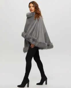 Select Cashmere Cape With Toscana Shearling Lamb Trim