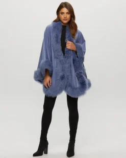 Select Cashmere Cape With Toscana Shearling Lamb Trim