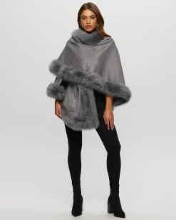 Select Cashmere Capelet With Toscana Shearling Lamb Trim