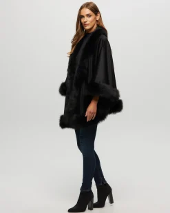 Select Cashmere Capelet With Toscana Shearling Lamb Trim