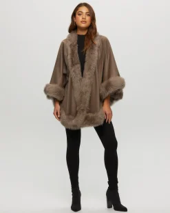 Select Cashmere Capelet With Toscana Shearling Lamb Trim