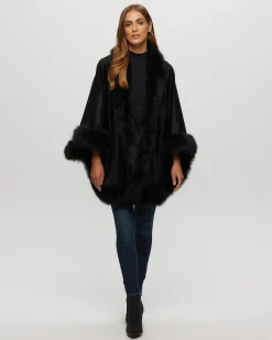 Select Cashmere Capelet With Toscana Shearling Lamb Trim