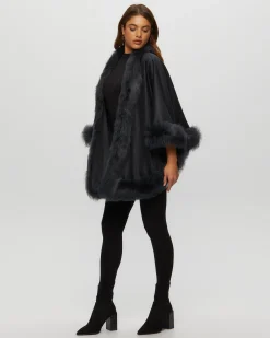 Select Cashmere Capelet With Toscana Shearling Lamb Trim