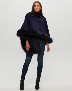 Select Cashmere Capelet With Toscana Shearling Lamb Trim