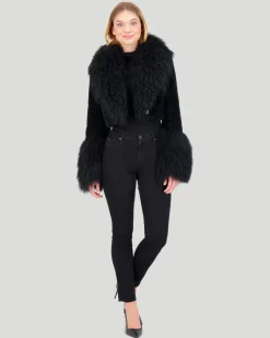 Select Cashmere Goat Bolero With Select Mongolian Goat Collar And Cuffs