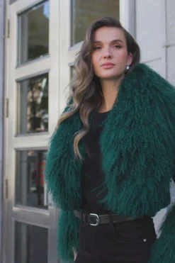 Select Cashmere Goat Bolero With Select Mongolian Goat Collar And Cuffs