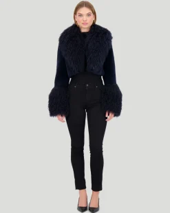 Select Cashmere Goat Bolero With Select Mongolian Goat Collar And Cuffs