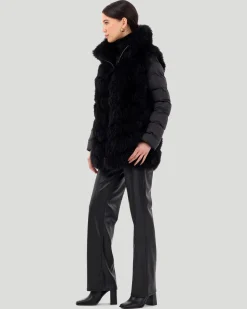 Select Cashmere Goat Chevron Jacket With Detachable Quilted Sleeves