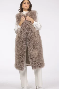 Select Cashmere Goat Collarless Long Vest