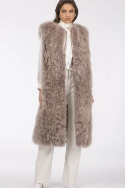 Select Cashmere Goat Collarless Long Vest