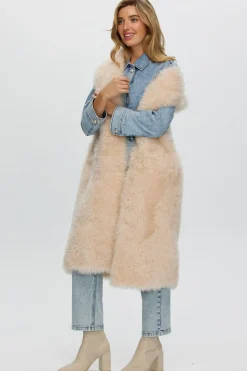 Select Cashmere Goat Collarless Long Vest